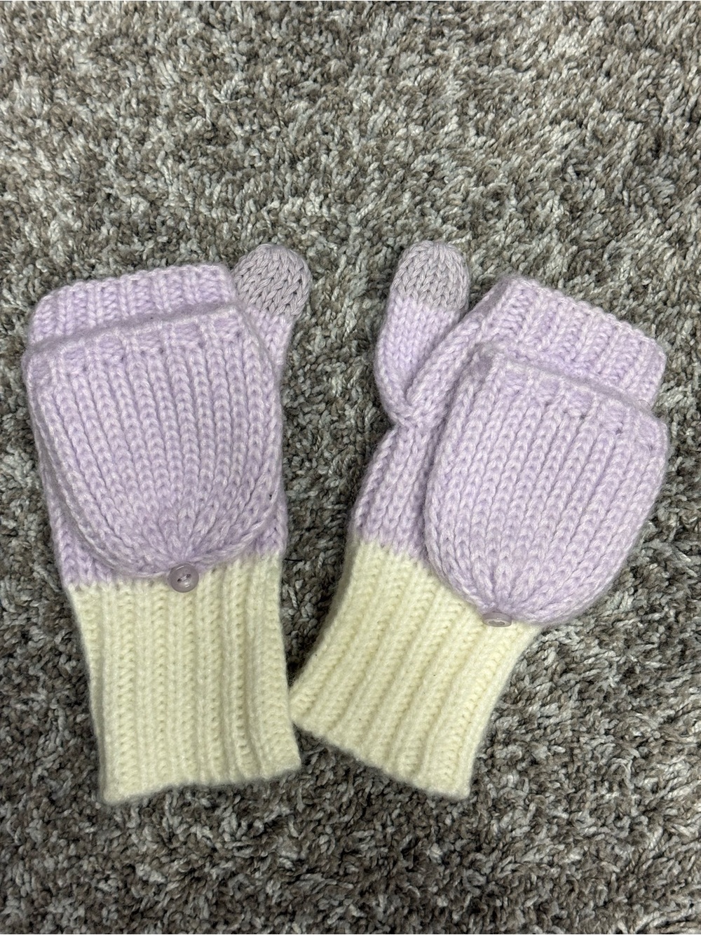 Women’s Convertible Mittens - Lavender and Cream